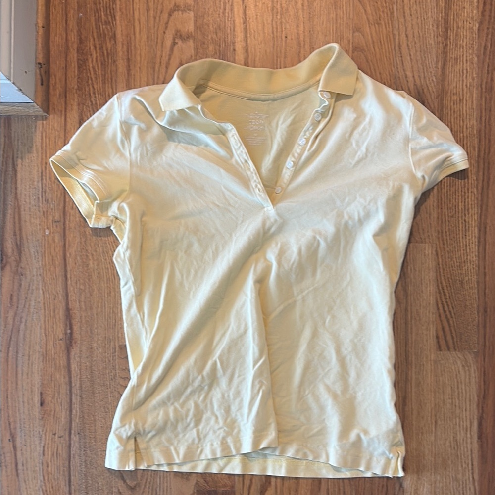 Izod light yellow Fitted Polo Shirt with Button Down